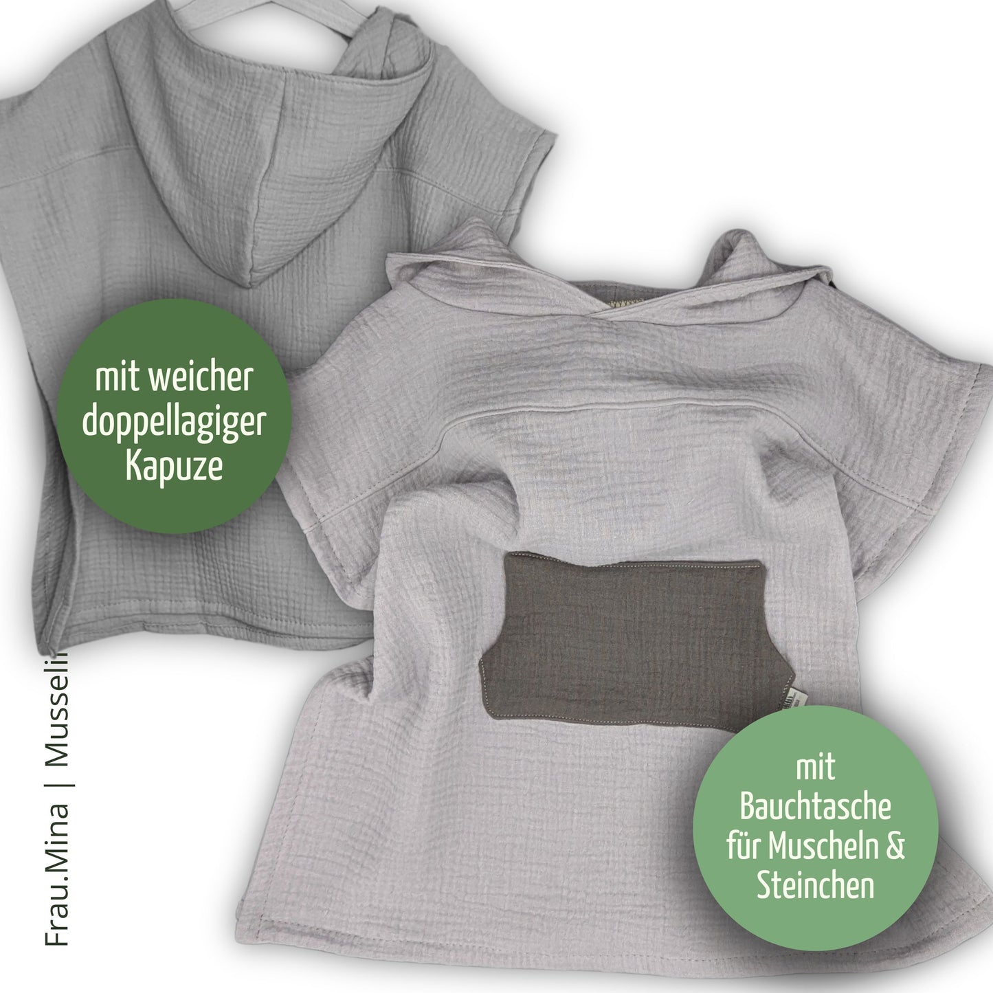 Musselin Badeponcho aus 100% Bio-Baumwolle