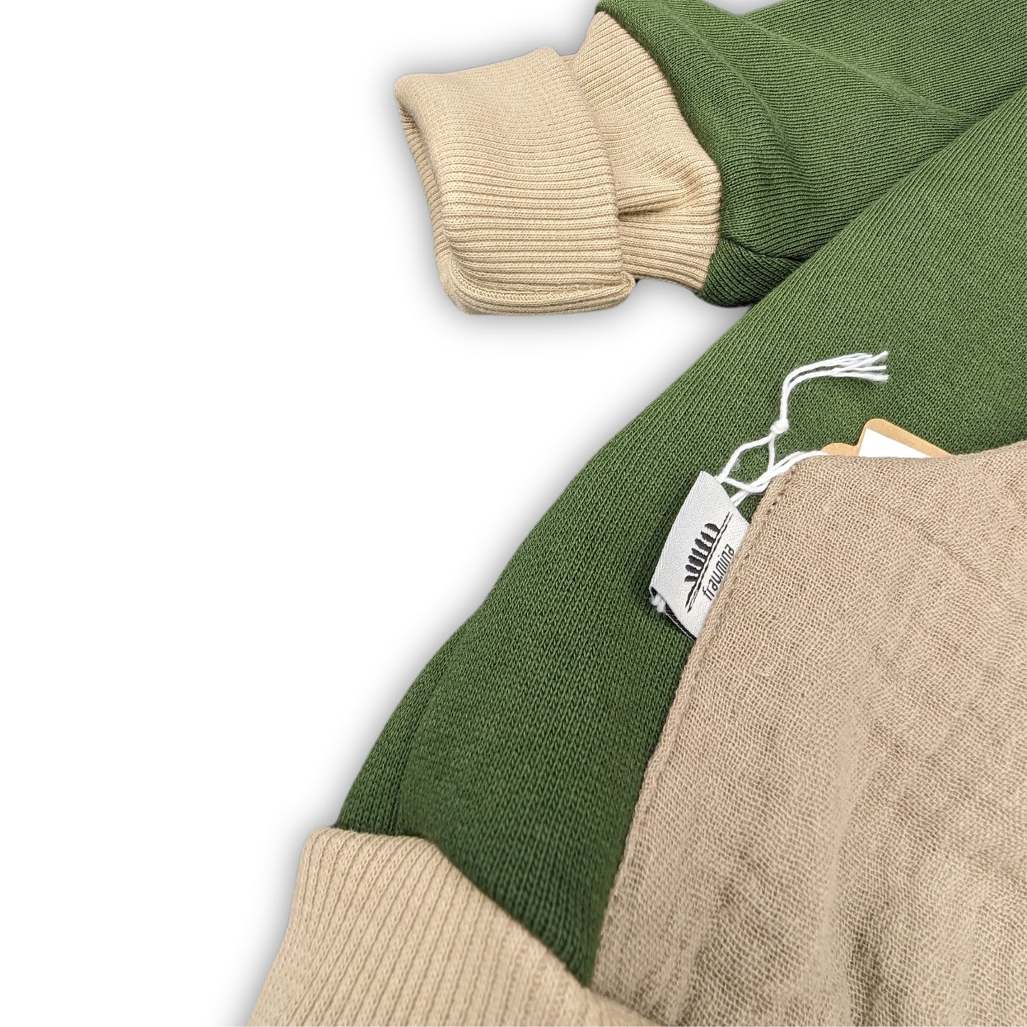 Grüner Colorblock Pullover aus Bio Baumwolle