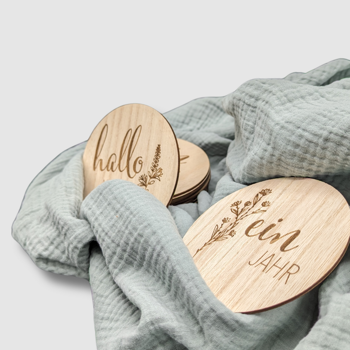 Holz Meilensteinkarten im personalisierten SĂ€ckchen