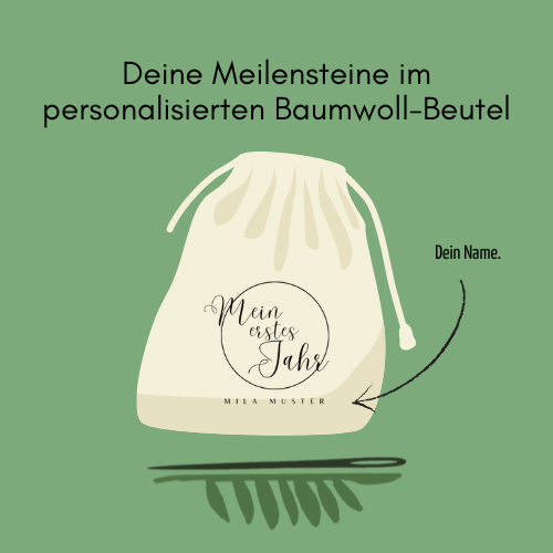 Holz Meilensteinkarten im personalisierten SĂ€ckchen